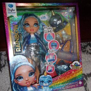 Rainbow High Skyler Blue with Slime Kit & Pet 11'' Shimmer Doll with DIY Sparkle